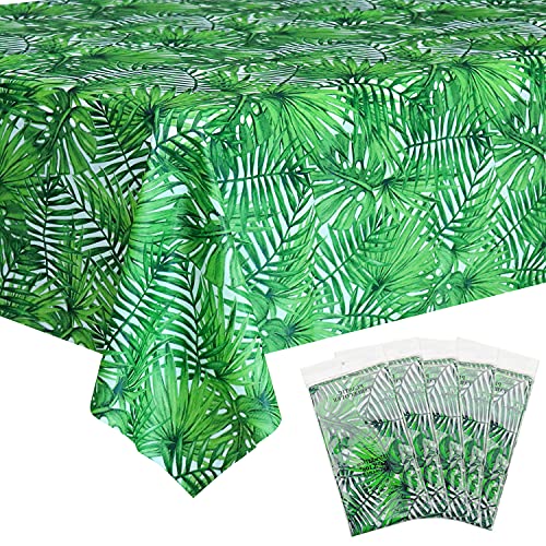 5Pcs Tropical Luau Kunststoff Tischdecke, Hawaii Palmblätter Tischdecke, Dschungel Tischdecke für Baby Geburtstag Brautdusche Geburtstagsparty Sommer Zoo Dschungel Safari Themenparty von Lilwemen
