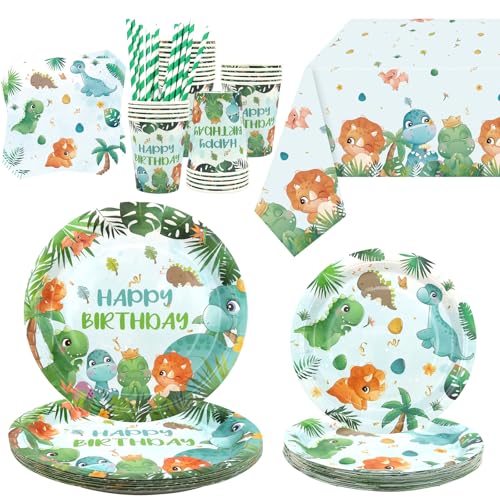 Dinosaurier-Geburtstagsparty Dekoration liefert - umfassen Teller, Servietten, Tischdecke, Geschirr für Jungen Mädchen Baby-Dusche, dient 20 (A) Dinosaurier-Geburtstagsparty Dekoration liefert - umfassen Teller, Servietten, Tischdecke, Geschirr für Jungen Mädchen Baby-Dusche, dient 20 (A) von Lilwemen