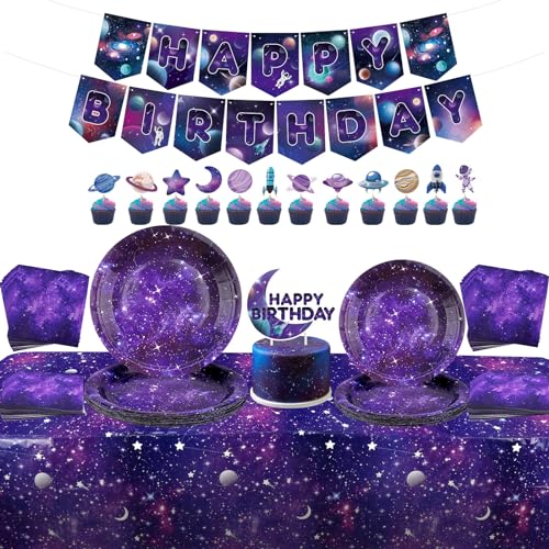 Galaxie Thema Party-Dekorationen, Space Galaxy Geburtstag Party Supplies, einschließlich Banner, Teller, Tassen, Servietten, Tischdecke Galaxy Outer Space Party Dekorationen für Kinder, serviert 20 Galaxie Thema Party-Dekorationen, Space Galaxy Geburtstag Party Supplies, einschließlich Banner, Teller, Tassen, Servietten, Tischdecke Galaxy Outer Space Party Dekorationen für Kinder, serviert 20 von Lilwemen