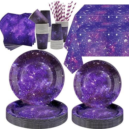 Galaxie Thema Party-Dekorationen, Space Galaxy Geburtstag Party Supplies, einschließlich Teller, Tassen, Servietten, Tischdecke Galaxy Outer Space Party Dekorationen für Kinder, serviert 40 Galaxie Thema Party-Dekorationen, Space Galaxy Geburtstag Party Supplies, einschließlich Teller, Tassen, Servietten, Tischdecke Galaxy Outer Space Party Dekorationen für Kinder, serviert 40 von Lilwemen