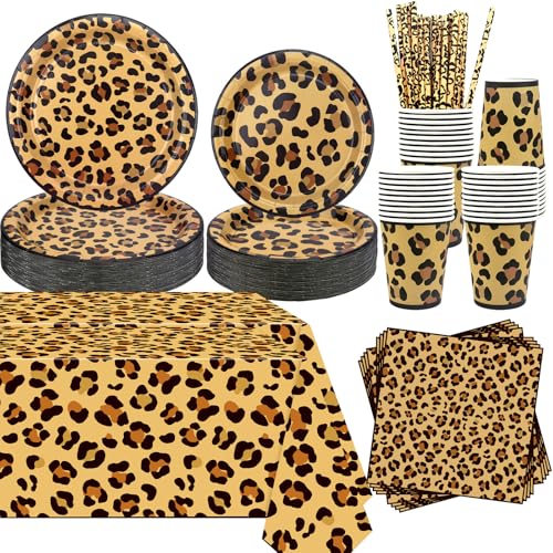 Gepard Geburtstag Party Dekoration, Leopard Print Party Supplies Include Teller Tischdecke Servietten Geschirr für Dschungel Safari Print Baby Shower Serves 40 Gepard Geburtstag Party Dekoration, Leopard Print Party Supplies Include Teller Tischdecke Servietten Geschirr für Dschungel Safari Print Baby Shower Serves 40 von Lilwemen