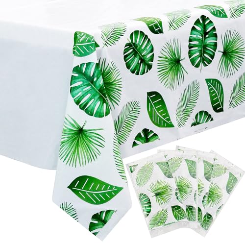 Lilwemen Hawaii-Tischdecke für Partydekoration – 4 Stück Hawaii-Einweg-Kunststoff-Tischdecken für Dschungel-Safari-Mottoparty, Sommer, Strand, Kindergeburtstag, Cocktail-Zubehör (1) von Lilwemen
