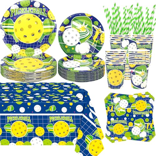 Pickleball Geburtstagsparty Dekoration, Pickleball Party Supplies umfassen Teller, Tischdecke, Servietten, Geschirr, Pickleball Partyzubehör für Jungen Mädchen, serviert 40 Pickleball Geburtstagsparty Dekoration, Pickleball Party Supplies umfassen Teller, Tischdecke, Servietten, Geschirr, Pickleball Partyzubehör für Jungen Mädchen, serviert 40 von Lilwemen