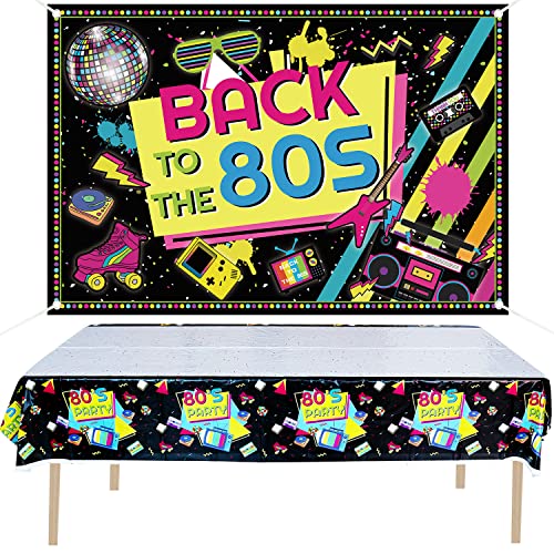 Zurück zu den 80er Jahren Partydekorationen beinhalten Kulisse und Tischdecke, für 80er Hip Hop Hintergrund Wanddekorationen, Retro 1980er Themenbanner, Geburtstagsparty Dekorationen von Lilwemen