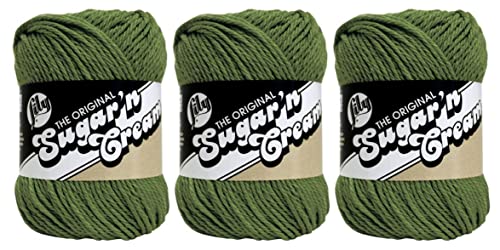 Lily Sugar N Cremefarbenes Garn, 100 % Baumwolle, 3 Stück, baumwolle, Sage Green #0084, 3-Pack von Lily Sugar'n Cream