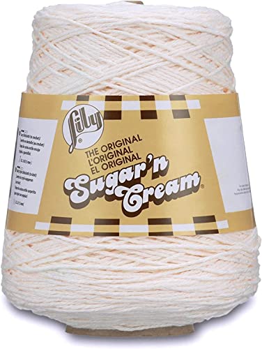 Lily Sugar N Cream Cones Soft Ecru Garn – 1 Packung mit 400 g – Baumwolle – #4 Medium – 706 Meter – Stricken/Häkeln von Lily