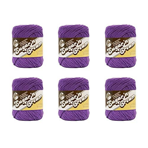 Lily Sugar'N Cream Black Johannisbeer-Garn – 6 Packungen mit 71 g – Baumwolle – 4 Medium (Kamm) – 120 Meter – Stricken/Häkeln von Lily