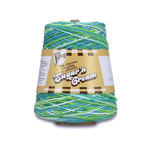 Lily Sugar N Cream Cones Emerald Energy Ombre Garn – 1 Packung mit 400 g – Baumwolle – #4 Medium – 700 Meter – Stricken, Häkeln und Basteln von Lily