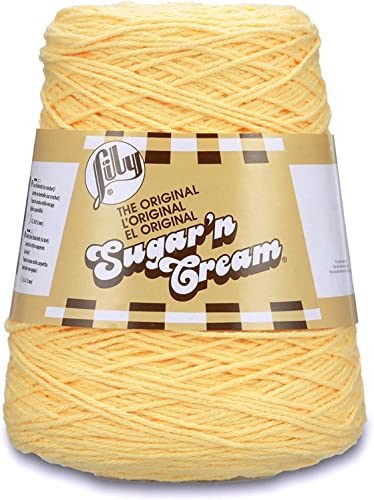 Lily Sugar N Cream Cones Gelbes Garn – 1 Packung mit 400 g – Baumwolle – #4 Medium – 706 Meter – Stricken/Häkeln von Lily