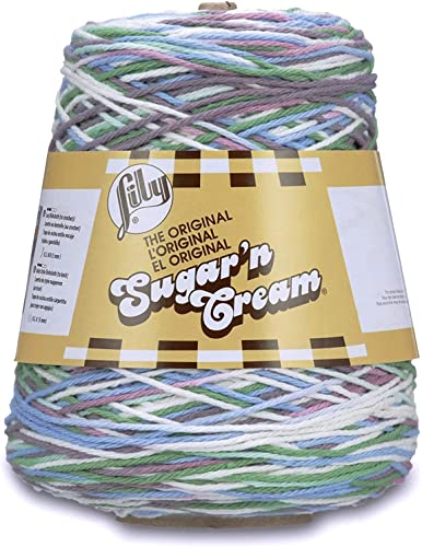 Lily Sugar N Cream Cones frisch gepresstes Garn – 1 Packung mit 400 g – Baumwolle – #4 Medium – 700 Meter – Stricken, Häkeln und Basteln von Lily