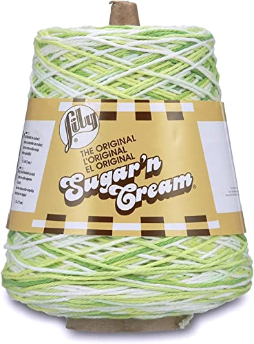 Lily Sugar N Cream Cones Key Lime Pie Garn – 1 Packung mit 400 g – Baumwolle – #4 Medium – 700 Meter – Stricken, Häkeln und Basteln von Lily