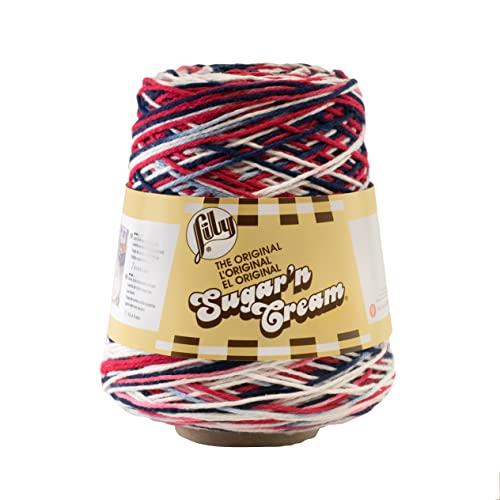 Lily Sugar N Cream Cones Nautisches Ombré-Garn – 1 Packung mit 400 g – Baumwolle – #4 Medium – 700 Meter – Stricken, Häkeln und Basteln von Lily