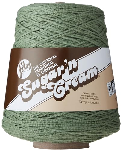 Lily Sugar N Cream Cones Sage Garn – 1 Packung mit 400 g – Baumwolle – #4 Medium – 700 Meter – Stricken, Häkeln und Basteln von Lily