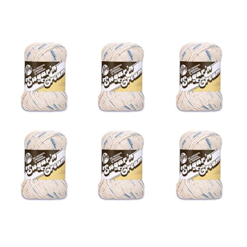 Lily Sugar'N Cream Denim Blue Garn – 6 Packungen mit 57 g – Baumwolle – 4 Medium (Kammgarn) – 95 Meter – Stricken/Häkeln von Lily