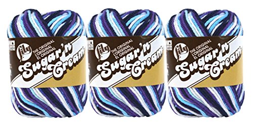 Lily Sugar N Cream Garn, 100 % Baumwolle, Ombres, Drucke, Düfte und Streifen, 3 Stück, baumwolle, Moondance #2135, 3-Pack von Lily