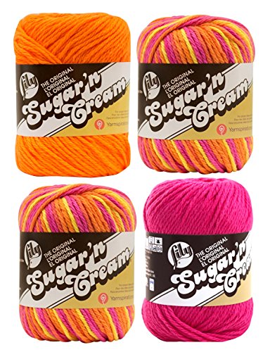 Lily Sugar'N Cream Garn, Ombres Playtime Baumwolle, 4 Stück, 408 m, Kammgewicht, maschinenwaschbar von Lily