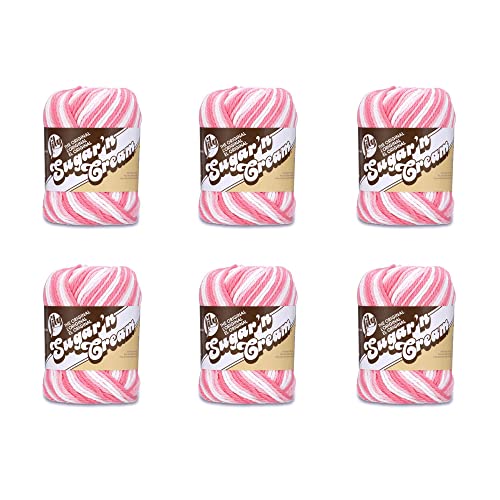 Lily Sugar'N Cream Strawberry Garn – 6 Stück 57 g – Baumwolle – 4 Medium (Kammgarn) – 90 Meter – Stricken/Häkeln von Lily