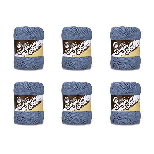 Lily Sugar'N Cream Super Size Blue Jeans Garn – 6 Pack mit 113 g – Baumwolle – 4 Medium (Kammgarn) – 200 Meter – Stricken/Häkeln von Lily