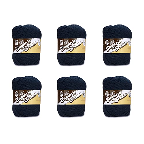 Lily Sugar'N Cream Super Size Bright Navy Garn – 6 Pack mit 113 g – Baumwolle – 4 Medium (Kammgarn) – 200 Meter – Stricken/Häkeln von Lily