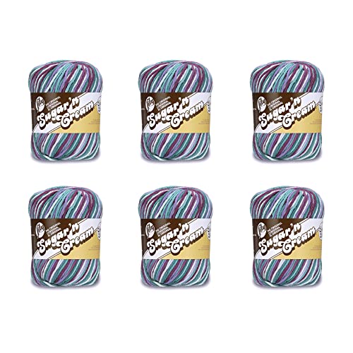 Lily Sugar'N Cream Super Size Crown Jewels Garn – 6 Packungen mit 85 g – Baumwolle – 4 Medium (Kammgarn) – 150 Meter – Stricken/Häkeln von Lily