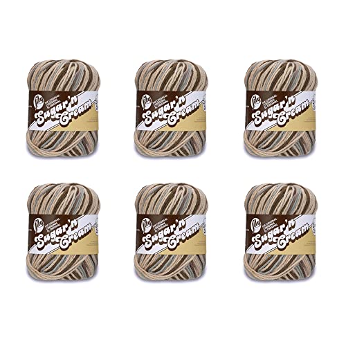 Lily Sugar'N Cream Super Size Earth Garn – 6 Packungen mit 85 g – Baumwolle – 4 Medium (Kamm) – 150 Meter – Stricken/Häkeln von Lily