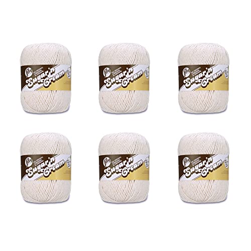 Lily Sugar'N Cream Super Size Ecru Garn – 6 Packungen mit 113 g – Baumwolle – 4 Medium (Kammgarn) – 200 Meter – Stricken/Häkeln von Lily