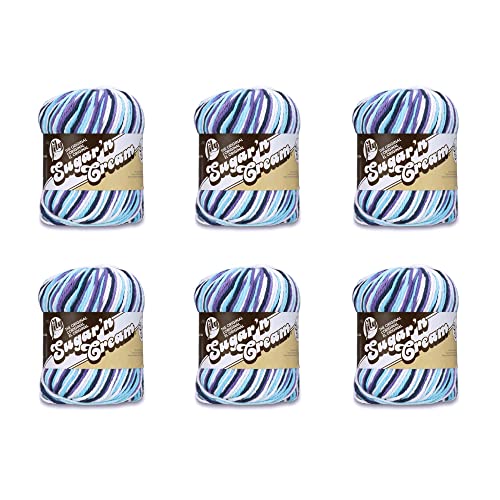 Lily Sugar'N Cream Super Size Moondance Garn – 6 Packungen mit 85 g – Baumwolle – 4 Medium (Kammgarn) – 150 Meter – Stricken/Häkeln von Lily
