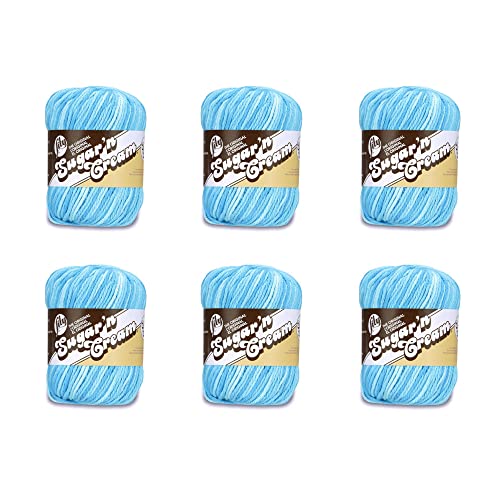 Lily Sugar'N Cream Super Size Schwimmbad-Garn – 6 Packungen mit 85 g – Baumwolle – 4 Medium (Kammgarn) – 150 Meter – Stricken/Häkeln von Lily