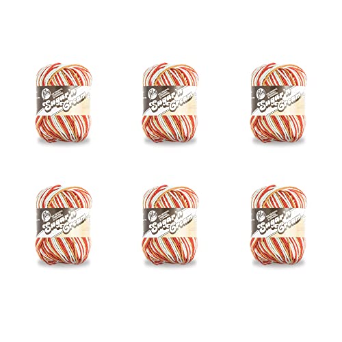 Lily Sugar'N Cream Super Size Sunrise Garn – 6 Pack mit 85 g – Baumwolle – 4 Medium (Kammgarn) – 150 Meter – Stricken/Häkeln von Lily