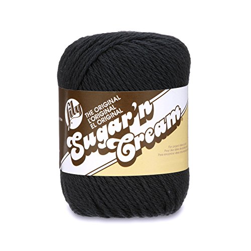 Lily 10200100002 Sugar 'N Cream The Original Solid Garn, 70,9 g, Medium 4 Gauge, 100% Baumwolle – Schwarz – maschinenwaschbar und trocknergeeignet. von Lily