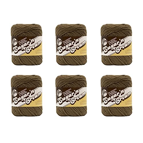 Lily Sugar'N Creme Warm Brown Garn – 6 Packungen mit 71 g – Baumwolle – 4 Medium (Kammgarn) – 120 Meter – Stricken/Häkeln von Lily