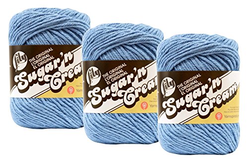 Lily Sugar 'n Cream Solids Garn aus 100 % Baumwolle, Hellblau, 3 Stück von Lily