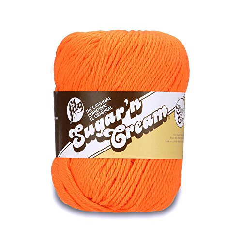 Lily Yarn-Solids Super Size Sugar'n Cream Garn, Feststoffe, Supergröße, Baumwolle, Orange - Hot Orange, 1 Pack, 184 von Lily