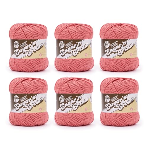 Lily Sugar'n Cream The Original Super Size, Solids Tangerine Garn, 113 g, 100% Baumwolle, #4 Kammgarn (Medium), 190 m, Stricken/Häkeln, 6 Stück von Lily