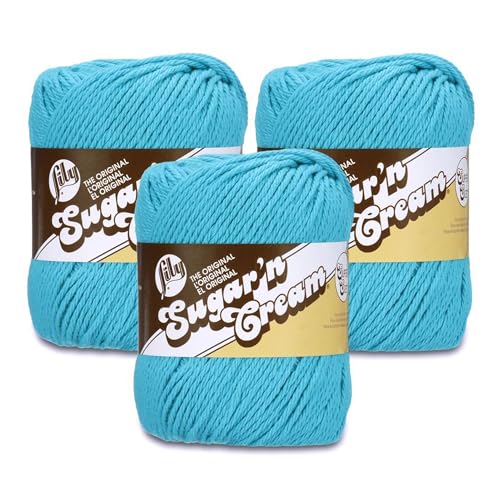 Lily Super Size Mod Blue Garn, 113 g, 100% Baumwolle, Kammgarn Nr. 4 (Medium), 190 m, Stricken/Häkeln, 3 Stück von Lily