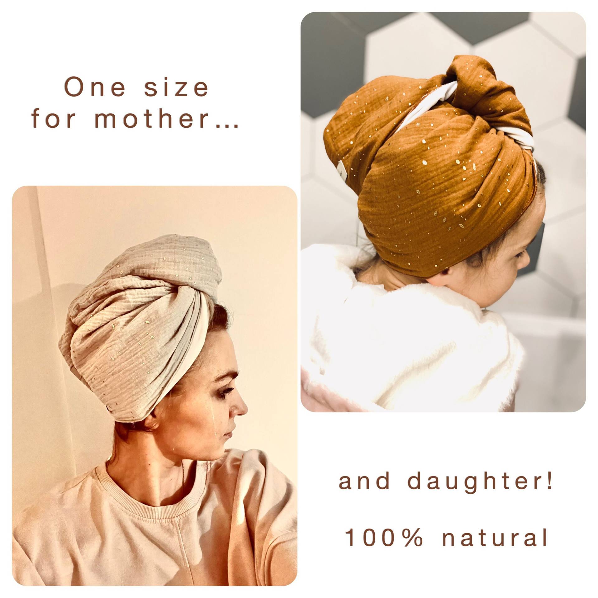 Musselin-Haartuch - Turban, 100 % Bio-Musselin-Baumwolle Mit Öko-Tex- Und Gots-Zertifikat, Für Mama Tochter, Super Saugfähig, Haarturban von Lilymer