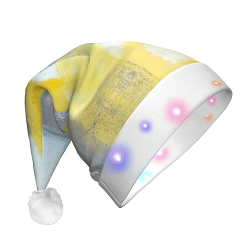 Graue und gelbe abstrakte Kunstmalerei LED-Weihnachtsmütze - Plüschstoff, Weihnachtsmannmütze, Druck, Unisex, mit blinkenden Lichtern Graue und gelbe abstrakte Kunstmalerei LED-Weihnachtsmütze - Plüschstoff, Weihnachtsmannmütze, Druck, Unisex, mit blinkenden Lichtern von LimPac