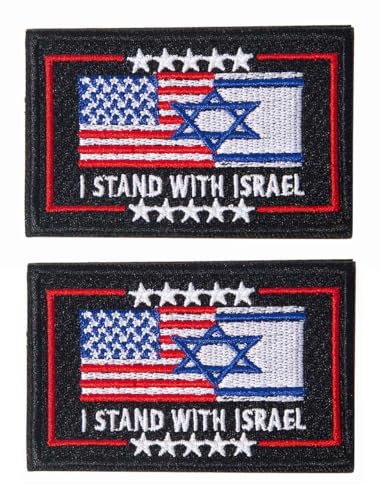 2 St?ck I Stand mit Israel American USA und Israel Flagge Unterst?tzung Israel Patch Stickerei Milit?r Haken Verschluss Patch f?r Caps Taschen Westen Milit?runiformen von Limecute