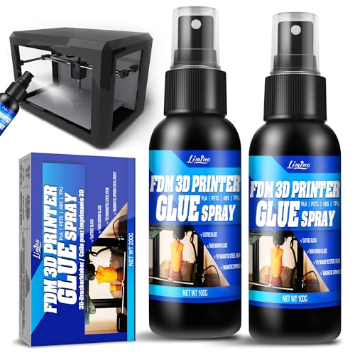 3D Druck Kleber - PLA Kleber 3D Drucker, Verhindert Warping auf Beheizter Druckplatte, 3D Sprühkleber für ABS, PLA, PETG, TPU Filamente auf Verschiedenen Druckplatten, Rückstandsfrei, 2 x 100 ml 3D Druck Kleber - PLA Kleber 3D Drucker, Verhindert Warping auf Beheizter Druckplatte, 3D Sprühkleber für ABS, PLA, PETG, TPU Filamente auf Verschiedenen Druckplatten, Rückstandsfrei, 2 x 100 ml von Limino