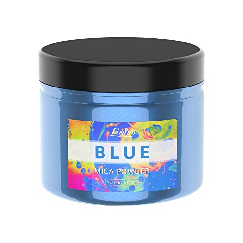 Epoxidharz Farbe - 60g Blau Metallic Mica Pulver Glitter Seifenfarbe Pigmentpulver für Epoxy Resin Farbe, Seifenherstellung - Natürliches Mica Powder Harz Farben für Epoxidharz, Lipgloss, Slime von Limino