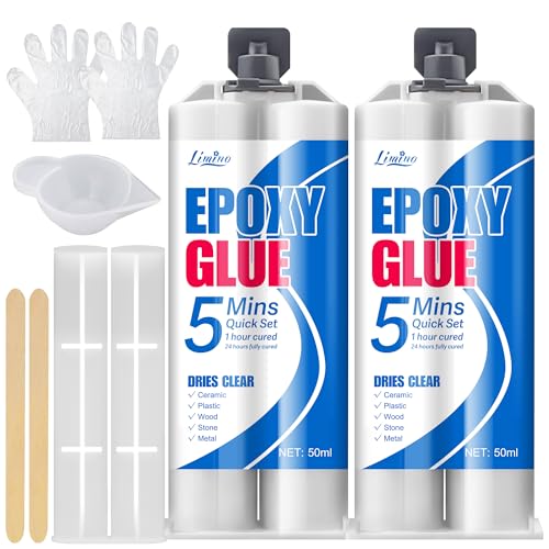 Epoxidkleber - 5 Minuten Schnelle Reparatur 2 Komponenten Epoxidharz Kleber, 100ml Transparent 2k Epoxy Kleber zur Reparatur von Fliesen, Metall, Keramik, Kunststoff, Holz - Starker Klebstoff von Limino