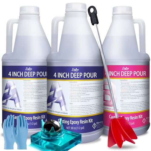 Epoxy Resin - Deep Casting Tief Gießen Epoxidharz mit Härter - 240oz / 5.7L Blasenfreies Epoxid Harz für 5-10 cm Gießtiefen - 2:1 Kristallklares Epoxy Resin Gießharz für Harz Handwerk, Flusstische Epoxy Resin - Deep Casting Tief Gießen Epoxidharz mit Härter - 240oz / 5.7L Blasenfreies Epoxid Harz für 5-10 cm Gießtiefen - 2:1 Kristallklares Epoxy Resin Gießharz für Harz Handwerk, Flusstische von Limino