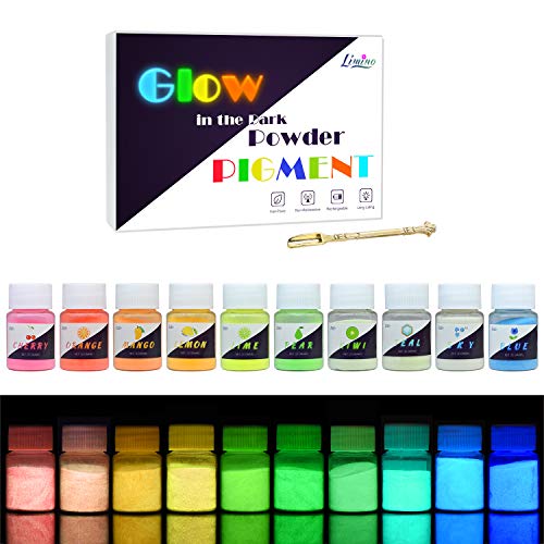 Leuchtender Epoxidharz Farbe Pigment - 10 x 25g Farben Im Dunkeln Leuchtendes Pigmentpulver für Slime, Nagel - Epoxid UV Harz Farbpigment Leuchtpulver für Nail Art, Malen, Acrylfarbe und DIY Basteln Leuchtender Epoxidharz Farbe Pigment - 10 x 25g Farben Im Dunkeln Leuchtendes Pigmentpulver für Slime, Nagel - Epoxid UV Harz Farbpigment Leuchtpulver für Nail Art, Malen, Acrylfarbe und DIY Basteln von Limino