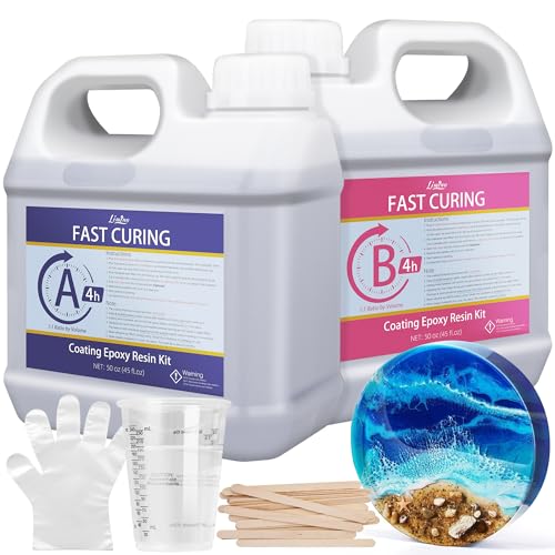 Schnellhärtendes Epoxidharz, 4 Stunden Entformen - 100oz Klares Epoxid Harz mit Härter, Schnell Härtendes Blasenfreies Epoxy Resin zum Untersetzer, Harz Handwerk, Beschichten, Schmuckherstellung, Holz Schnellhärtendes Epoxidharz, 4 Stunden Entformen - 100oz Klares Epoxid Harz mit Härter, Schnell Härtendes Blasenfreies Epoxy Resin zum Untersetzer, Harz Handwerk, Beschichten, Schmuckherstellung, Holz von Limino
