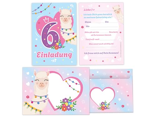 10 Einladungskarten inkl. 10 Briefumschläge Kuverts zum 6. Kindergeburtstag Motto-Party Feier Fest Einladung Set Geburtstag Mädchen Kinder Mädels Tiere Kamel Lama Alpaka blau rosa 10 Einladungskarten inkl. 10 Briefumschläge Kuverts zum 6. Kindergeburtstag Motto-Party Feier Fest Einladung Set Geburtstag Mädchen Kinder Mädels Tiere Kamel Lama Alpaka blau rosa von Limonia