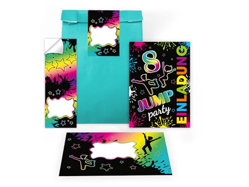 10 Einladungskarten zum 8. Kindergeburtstag Jump Trampolin Party Trampolin neon Einladung Set Geburtstag Mädchen Kinder Jungs Jungen Boys Geschenktüte inkl. 10 Umschläge, 10 Tüten, 10 Aufkleber 10 Einladungskarten zum 8. Kindergeburtstag Jump Trampolin Party Trampolin neon Einladung Set Geburtstag Mädchen Kinder Jungs Jungen Boys Geschenktüte inkl. 10 Umschläge, 10 Tüten, 10 Aufkleber von Limonia