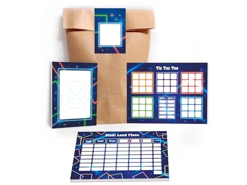 10 Mini-Notizblöcke + 10 Tic Tac Toe A6 + 10 Stadt-Land-Fluss A6 je 25 Blätter + 10 Tüten + 10 Aufkleber Set Gastgeschenk Mitgebsel zum Kindergeburtstag Motto-Party Jungen Jungs Boys Lasertag neon 10 Mini-Notizblöcke + 10 Tic Tac Toe A6 + 10 Stadt-Land-Fluss A6 je 25 Blätter + 10 Tüten + 10 Aufkleber Set Gastgeschenk Mitgebsel zum Kindergeburtstag Motto-Party Jungen Jungs Boys Lasertag neon von Limonia