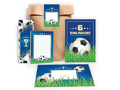 12 Einladungskarten zum 6. Kindergeburtstag Fußball Einladung Geburtstag Mädchen Kinder Jungs Jungen Boys Fussball Turnier incl. 12 Umschläge, 12 Tüten, 12 Aufkleber, 12 Lesezeichen, 12 Blöcke 12 Einladungskarten zum 6. Kindergeburtstag Fußball Einladung Geburtstag Mädchen Kinder Jungs Jungen Boys Fussball Turnier incl. 12 Umschläge, 12 Tüten, 12 Aufkleber, 12 Lesezeichen, 12 Blöcke von Limonia