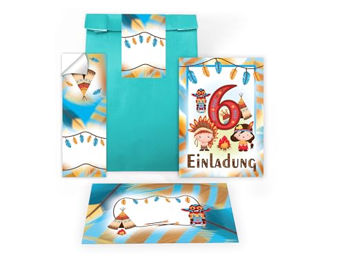 12 Einladungskarten zum 6. Kindergeburtstag Party Einladung Set Geburtstag Mädchen Kinder Jungs Jungen Boys Geschenktüte inkl. 12 Umschläge, 12 Tüten, 12 Aufkleber Indianer Indianerdorf Tipi Powwow 12 Einladungskarten zum 6. Kindergeburtstag Party Einladung Set Geburtstag Mädchen Kinder Jungs Jungen Boys Geschenktüte inkl. 12 Umschläge, 12 Tüten, 12 Aufkleber Indianer Indianerdorf Tipi Powwow von Limonia