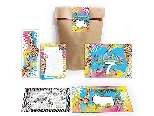 12 Einladungskarten zum 7. Geburtstag Einladung Kindergeburtstag Mädchen Jungen Karten Safari Giraffe Zebra Pferd incl. 12 Umschläge, 12 Tüten, 12 Aufkleber, 12 Lesezeichen, 12 Blöcke, 12 Mandalas 12 Einladungskarten zum 7. Geburtstag Einladung Kindergeburtstag Mädchen Jungen Karten Safari Giraffe Zebra Pferd incl. 12 Umschläge, 12 Tüten, 12 Aufkleber, 12 Lesezeichen, 12 Blöcke, 12 Mandalas von Limonia